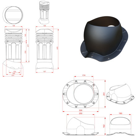Kominek izolowany FLUXAR Ø125mm do blachodachówki