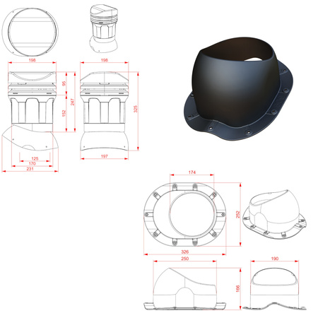 Sewer vent FLUXAR Ø125mm for metal sheet tiles