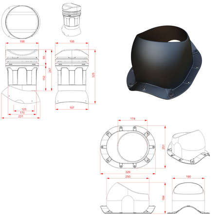 Sewer vent FLUXAR Ø125mm for metal sheet tiles