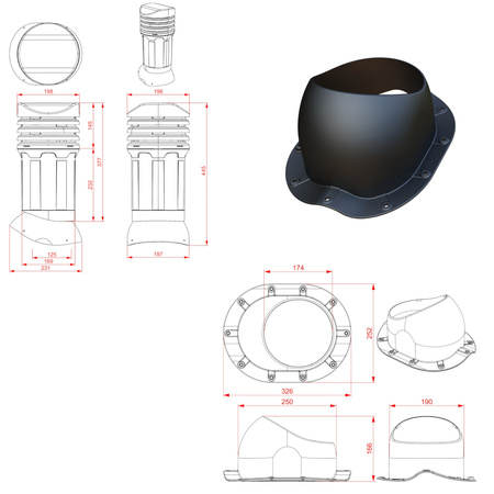 Kominek izolowany FLUXAR Ø125mm do blachodachówki